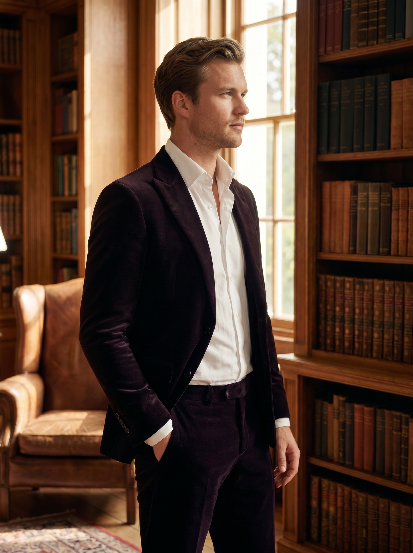 Off-White Velvet Suit — Custom Made to Measure - side view