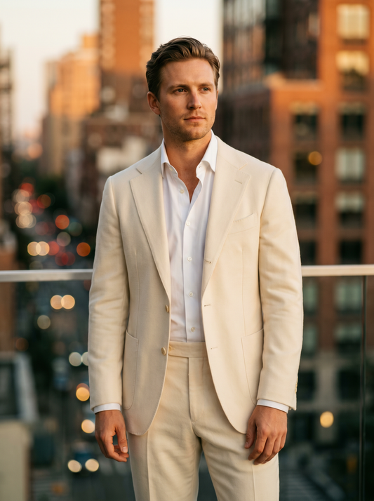 Off-White Wool Suit — Custom Made to Measure - front view