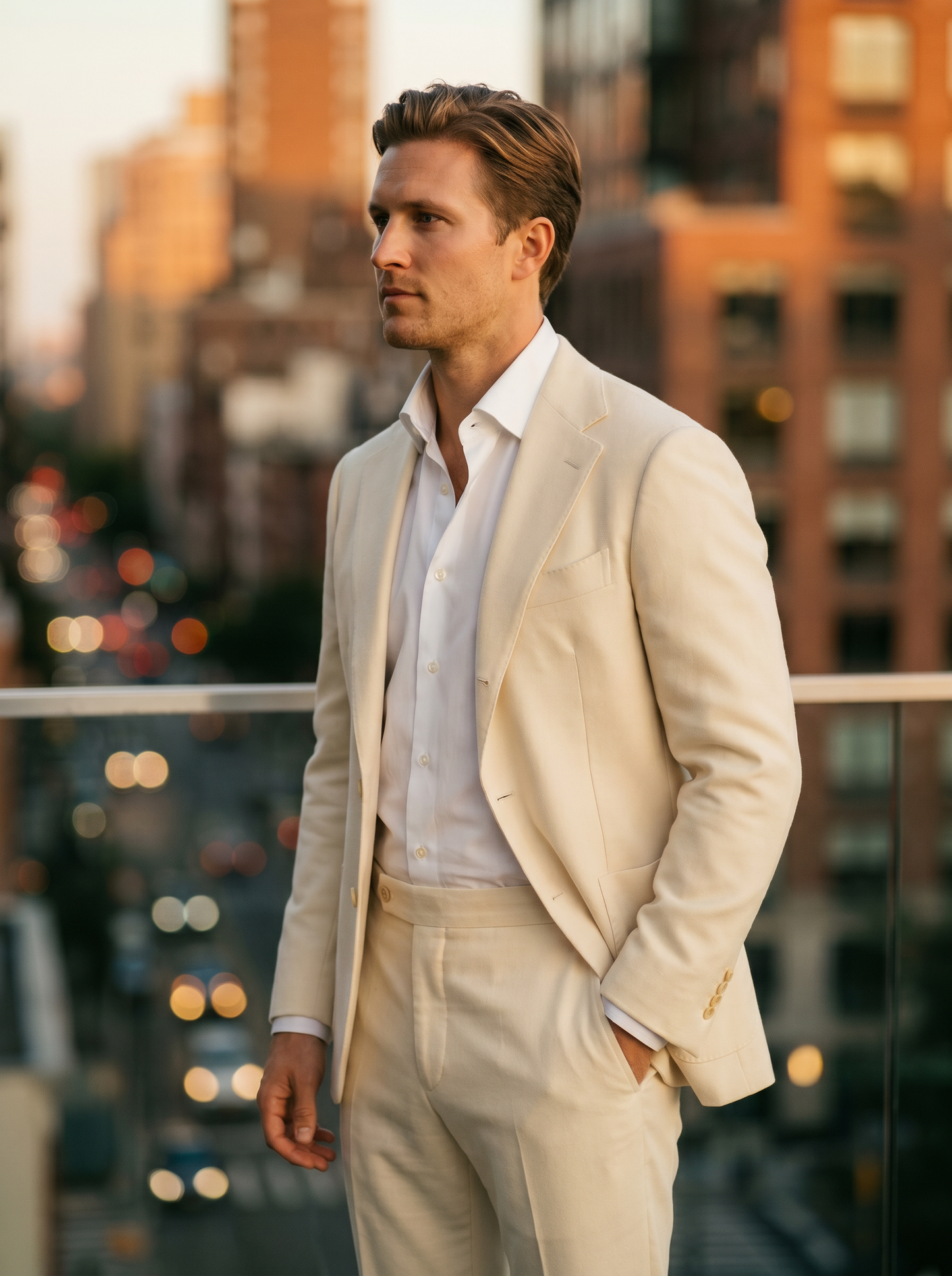 Off-White Wool Suit — Custom Made to Measure - side view
