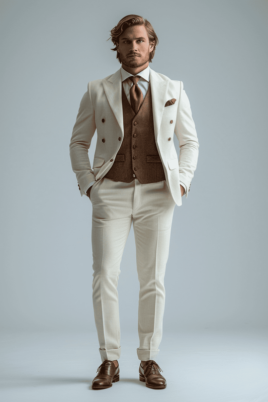 Off-White Silk Blend Cocktail Party Suit — Custom Made to Measure