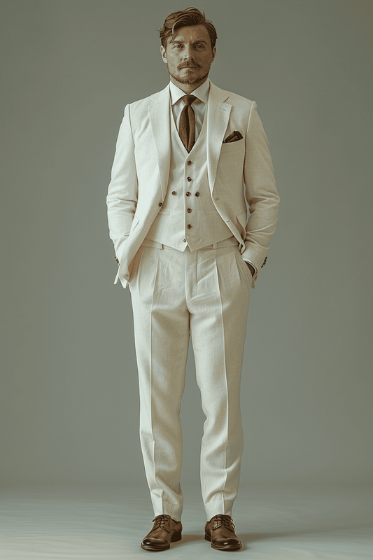 Off-White Silk Blend Father of the Bride Suit — Custom Made