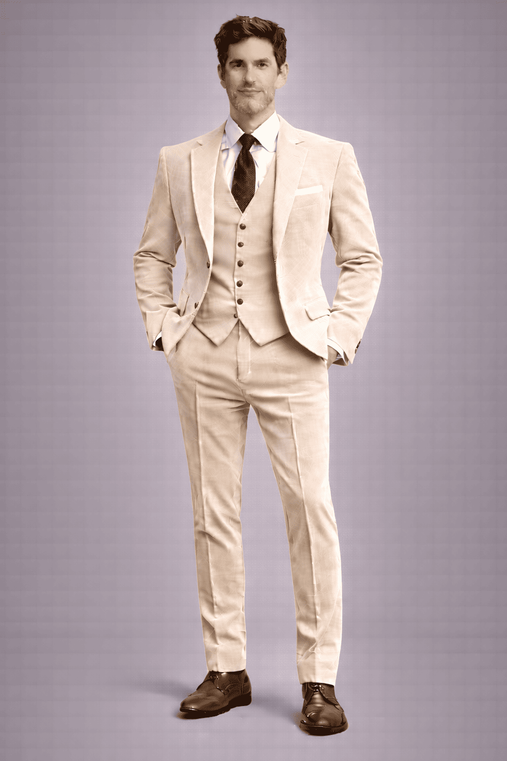Off-White Velvet Slim Fit Suit — Custom Made to Measure
