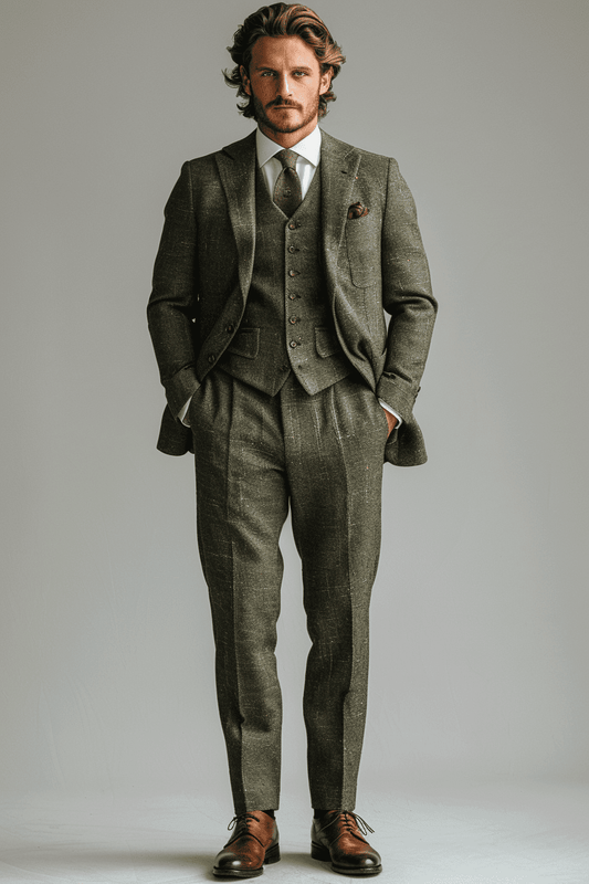 Olive Linen Graduation Suit — Custom Made to Measure