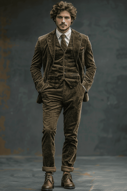 Olive Velvet Cocktail Party Suit — Custom Made to Measure