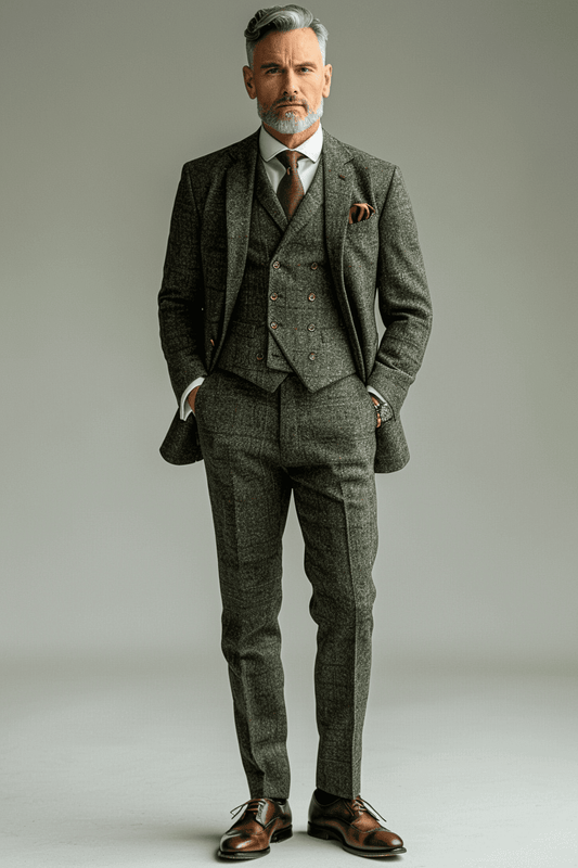Olive Wool Graduation Suit — Custom Made to Measure