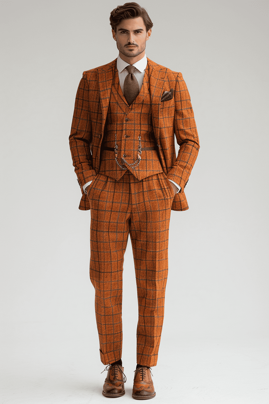 Orange Cashmere Blend Suit — Custom Made to Measure