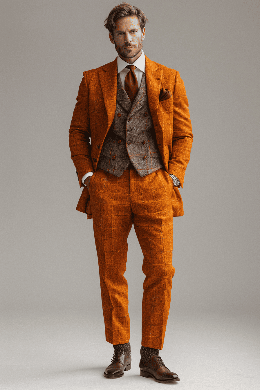 Orange Cotton Father of the Bride Suit — Custom Made