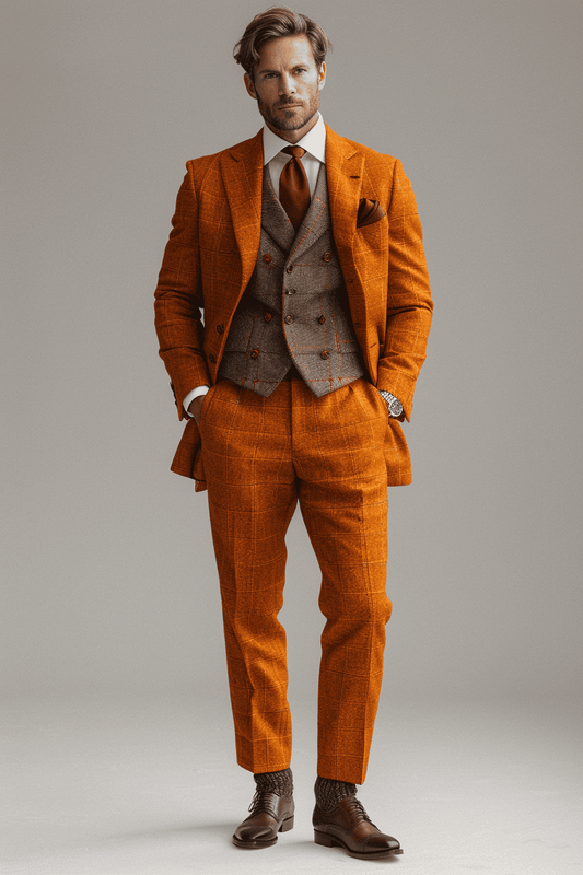 Orange Cotton Father of the Bride Suit — Custom Made