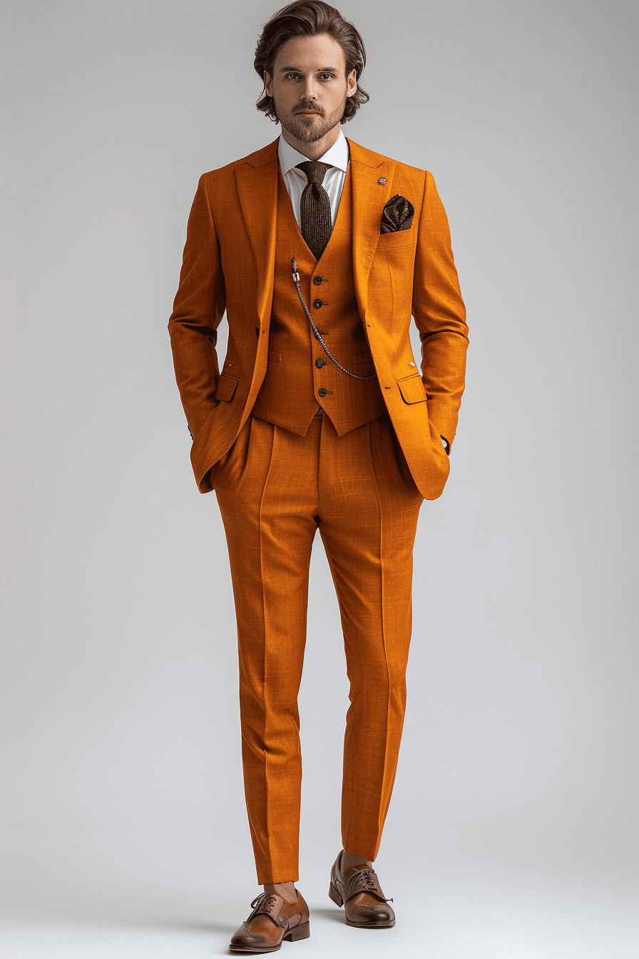 Orange Cotton Graduation Suit — Custom Made to Measure