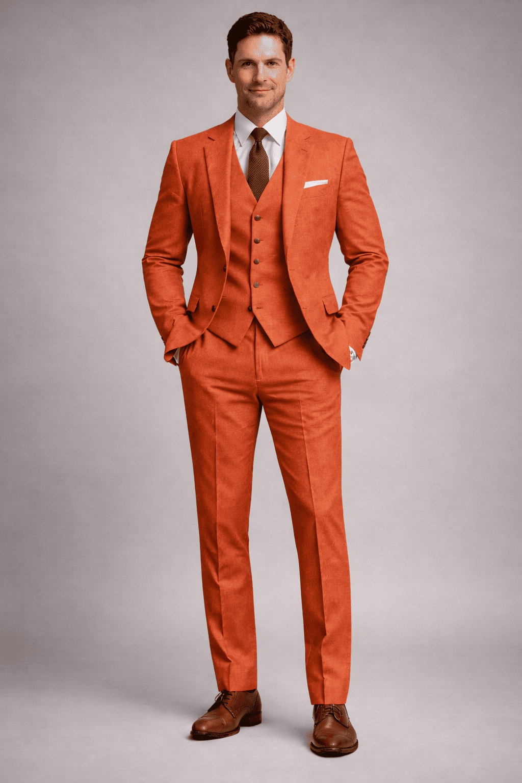 Orange Linen Father of the Bride Suit — Custom Made