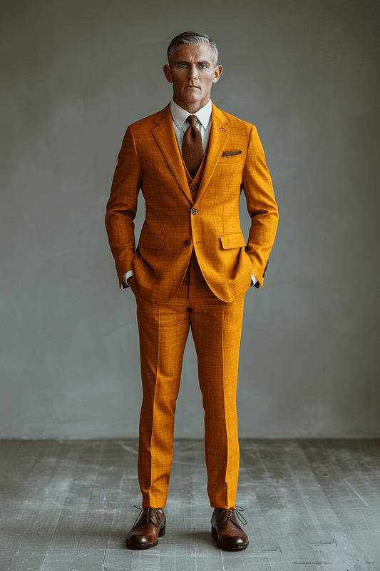 Orange Silk Blend Father of the Bride Suit — Custom Made
