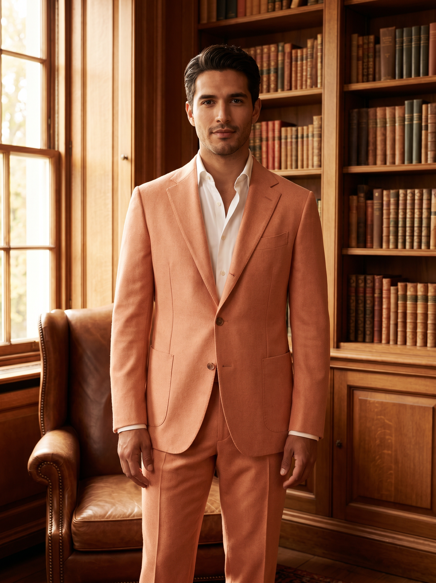 Peach Wool Suit — Custom Made to Measure - front view
