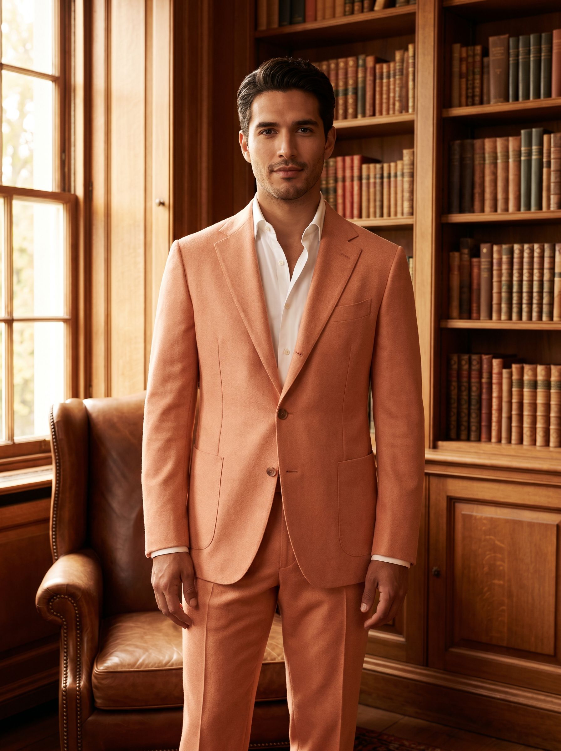 Peach Wool Suit — Custom Made to Measure - front view