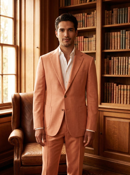 Peach Wool Suit — Custom Made to Measure - front view