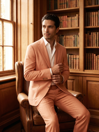 Peach Wool Suit — Custom Made to Measure - seated view