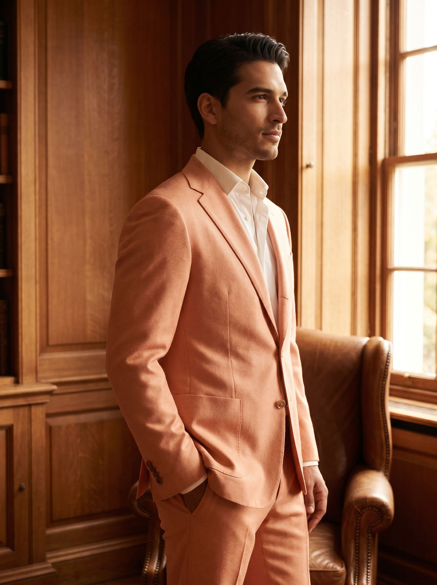 Peach Wool Suit — Custom Made to Measure - side view
