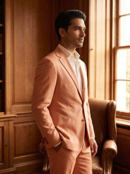 Peach Wool Suit — Custom Made to Measure - side view