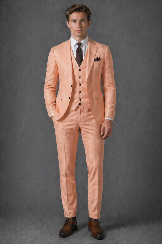Peach Cotton Slim Fit Suit — Custom Made to Measure