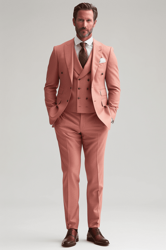 Peach Silk Blend Father of the Bride Suit — Custom Made