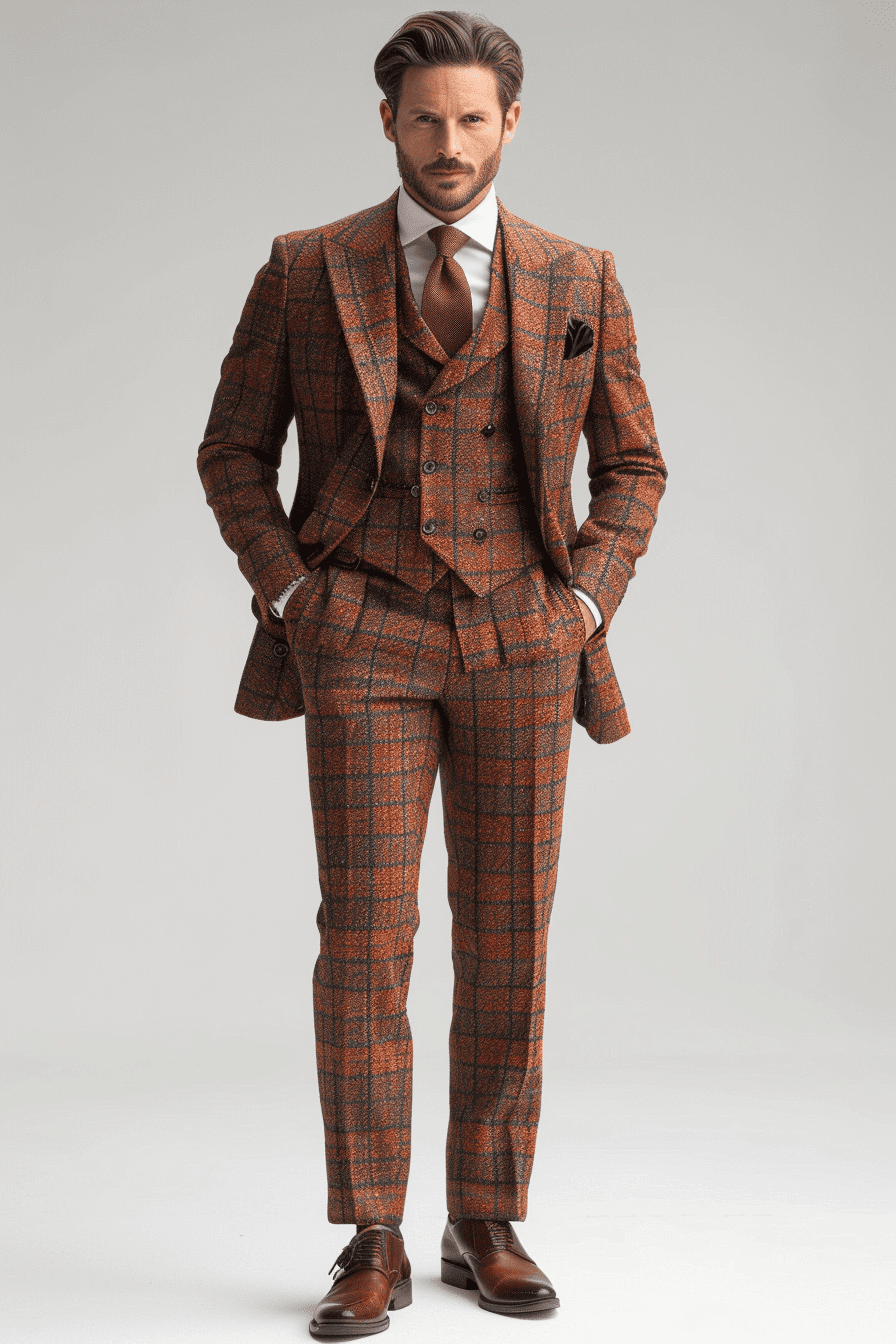 Peach Tweed Suit — Custom Made to Measure