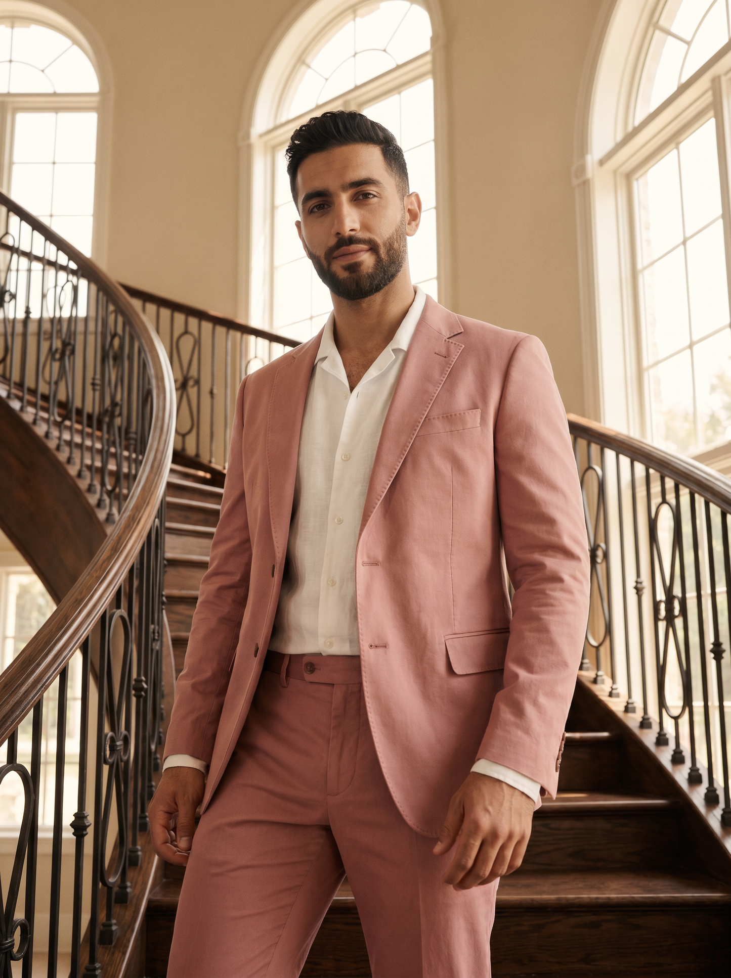 Pink Cotton Graduation Suit — Custom Made to Measure - front view