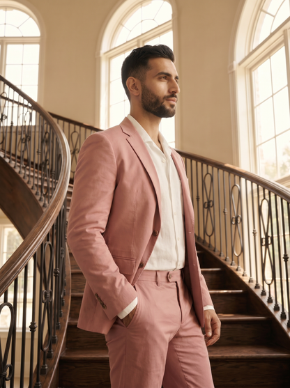 Pink Cotton Graduation Suit — Custom Made to Measure - side view