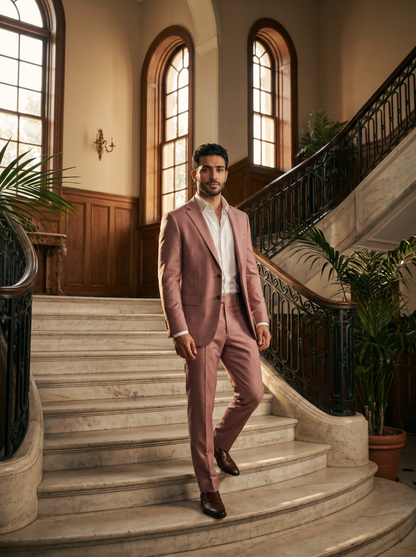 Pink Silk Blend Suit — Custom Made to Measure - front view
