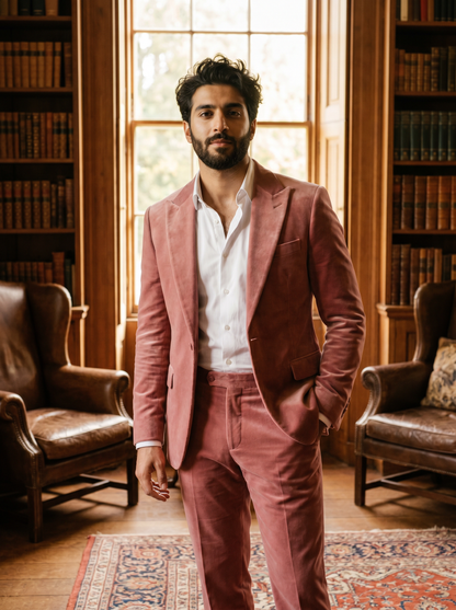 Pink Velvet Suit — Custom Made to Measure - front view