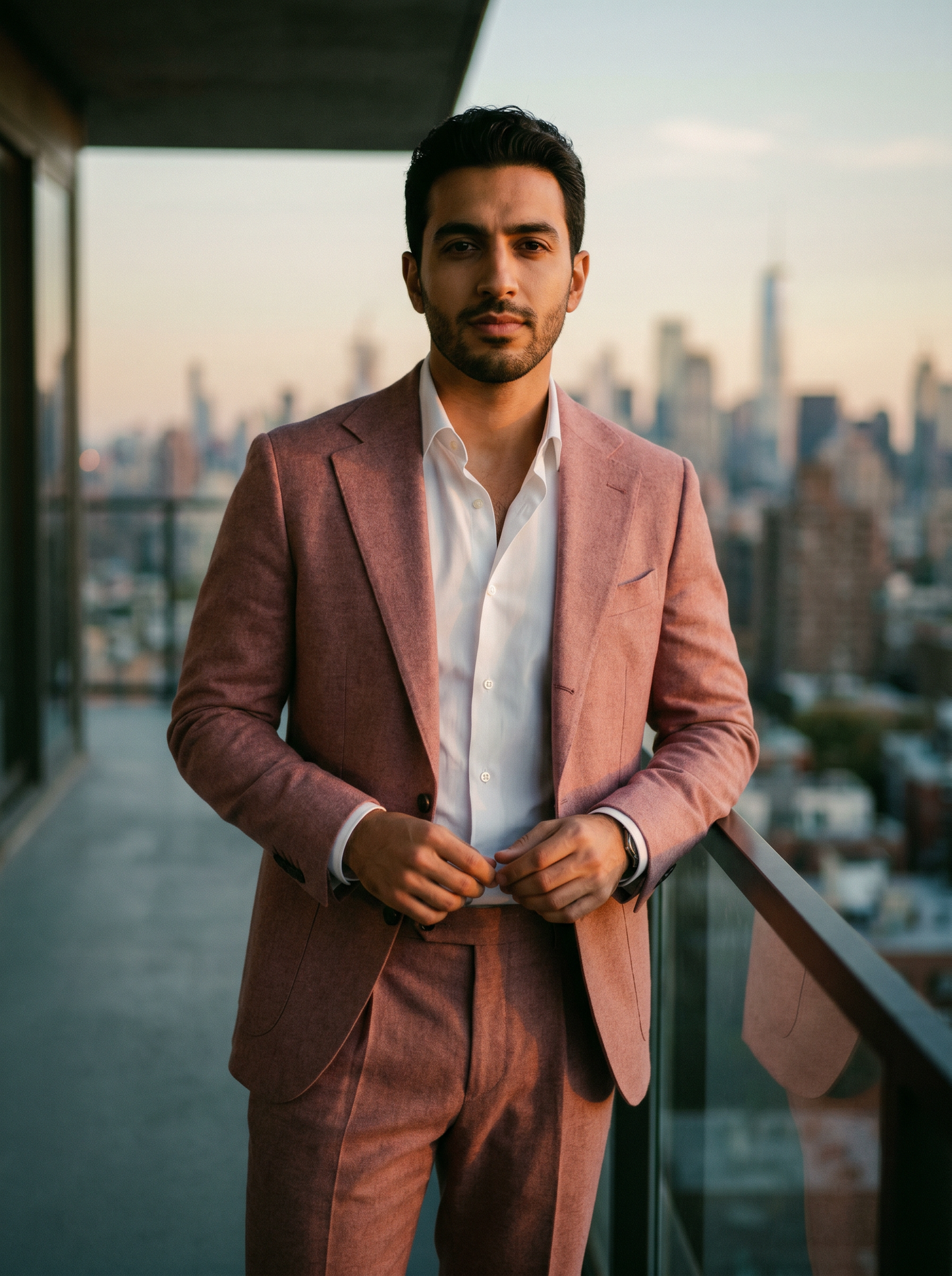 Pink Wool Suit — Custom Made to Measure - front view