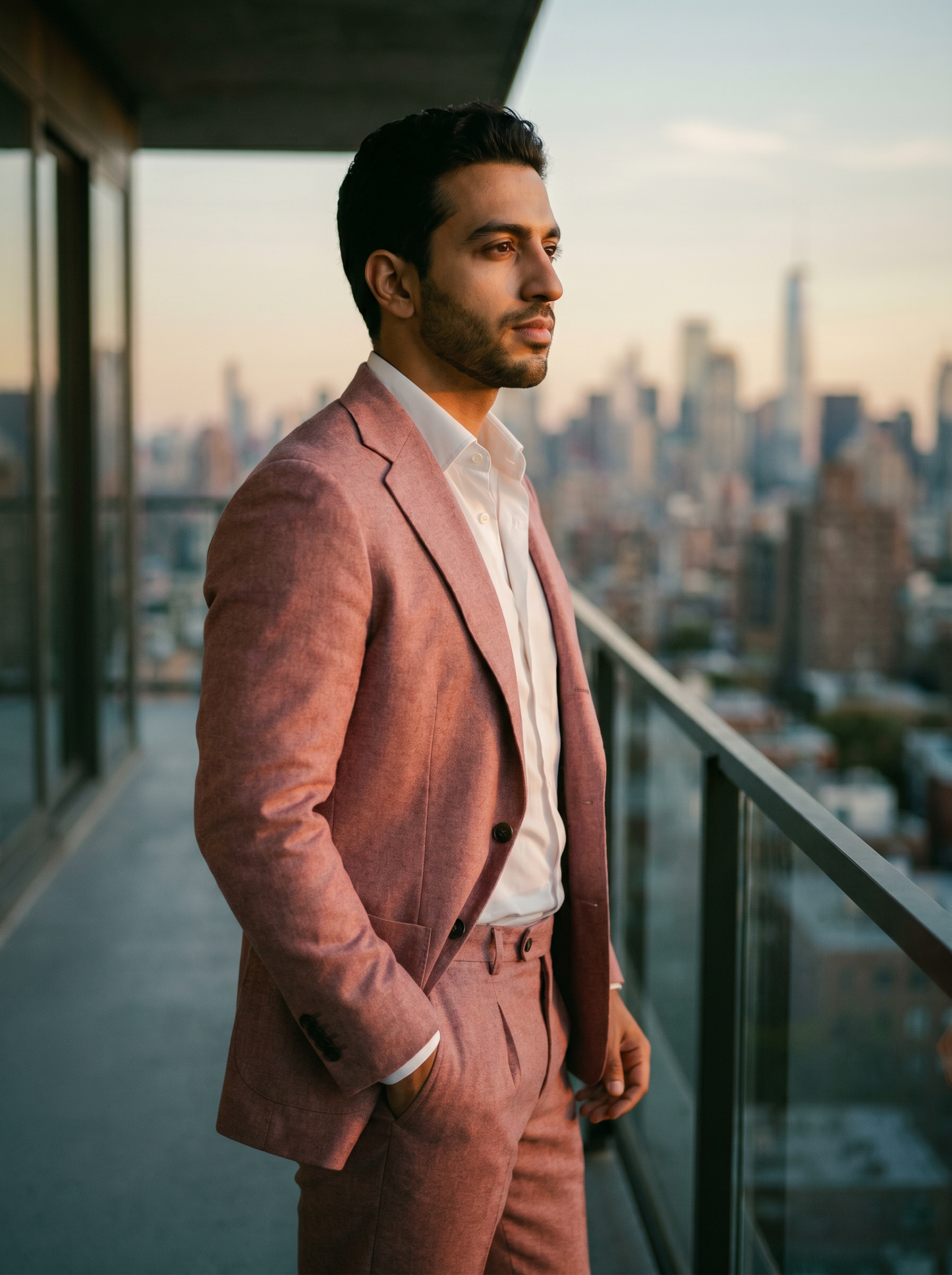 Pink Wool Suit — Custom Made to Measure - side view