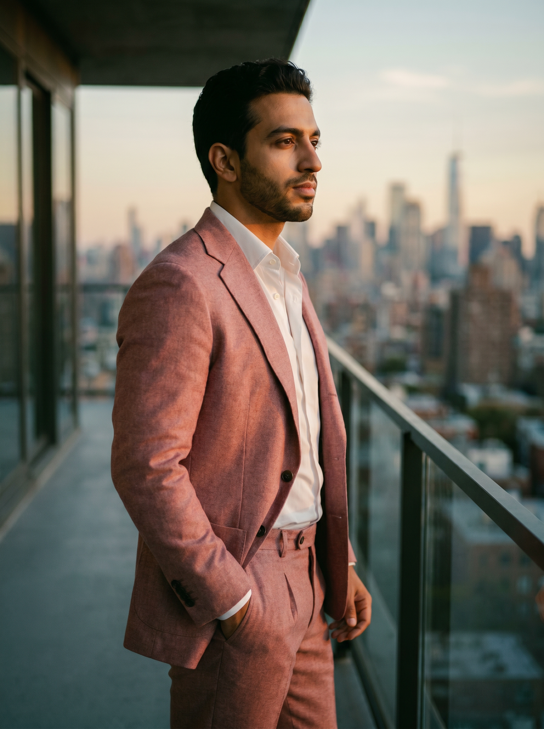 Pink Wool Suit — Custom Made to Measure - side view