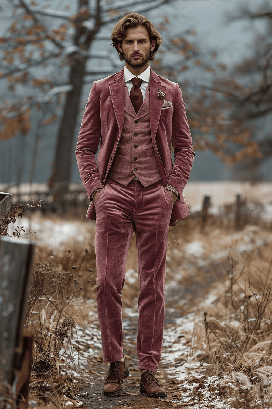 Pink Velvet Cocktail Party Suit — Custom Made to Measure