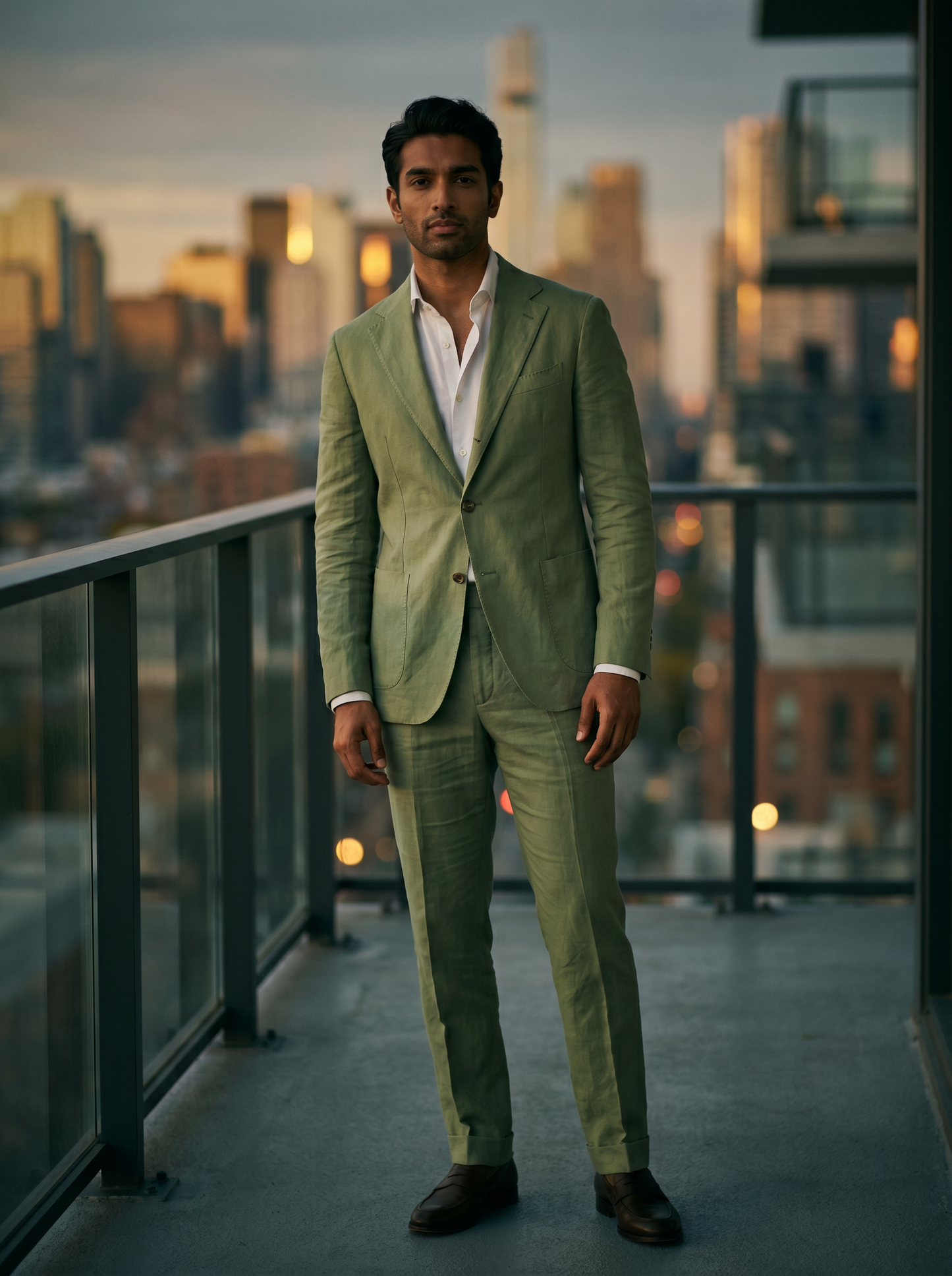 Pistachio Cotton Groomsmen Suit — Custom Made to Measure - front view