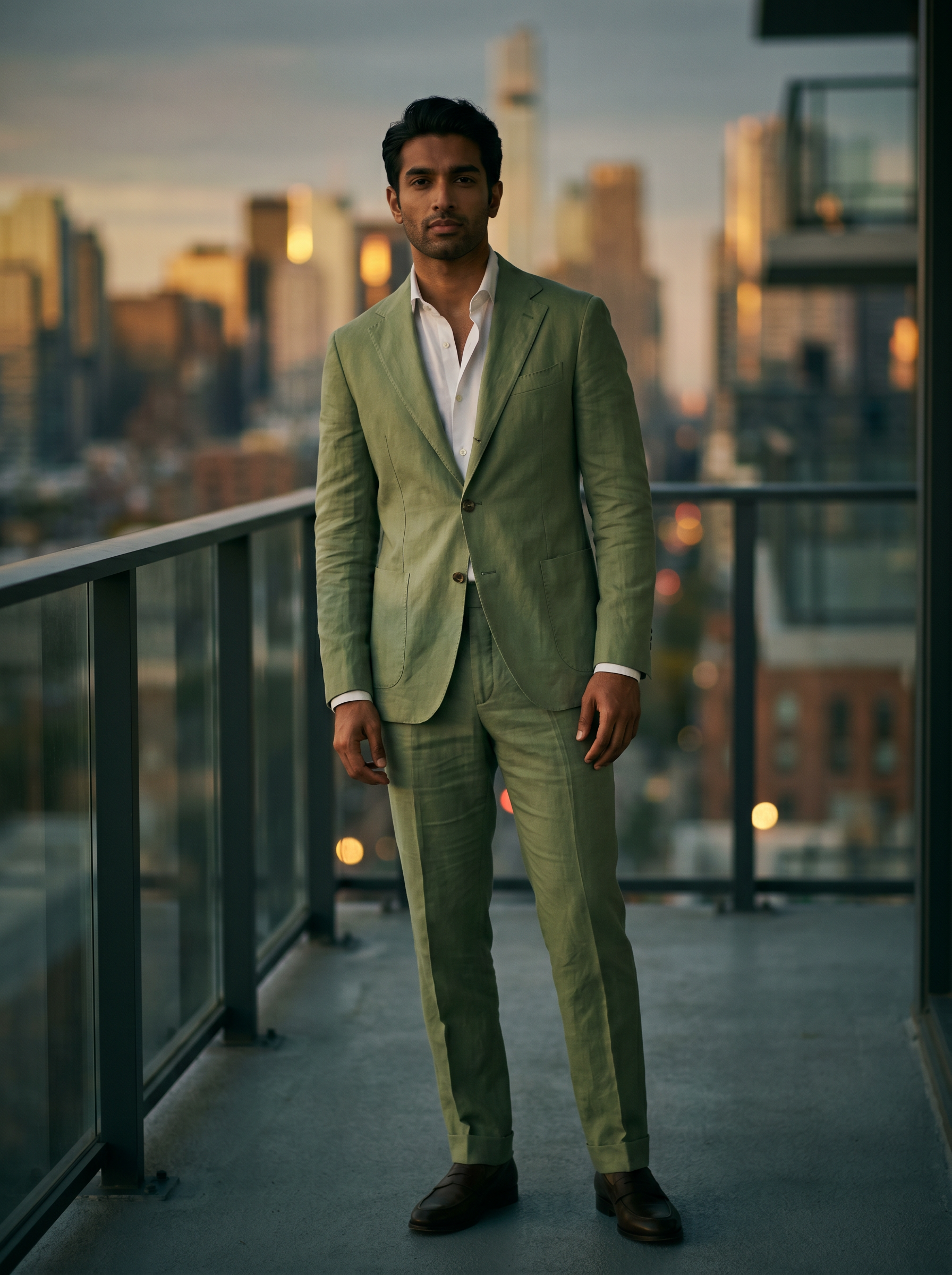 Pistachio Cotton Groomsmen Suit — Custom Made to Measure - front view