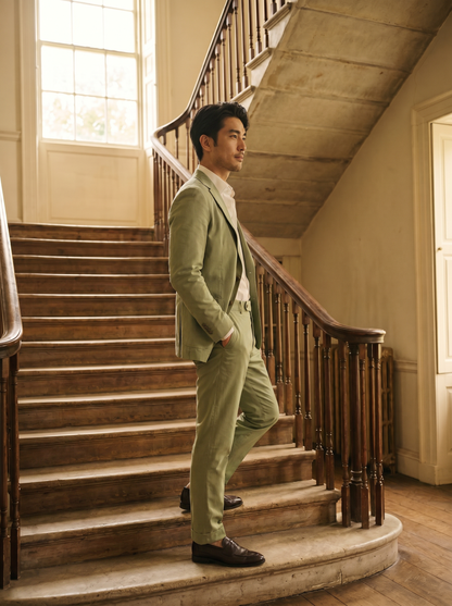 Pistachio Cotton Suit — Custom Made to Measure - side view