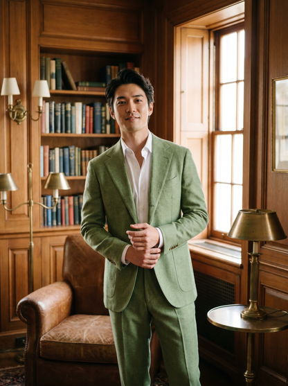 Pistachio Wool Suit — Custom Made to Measure - front view