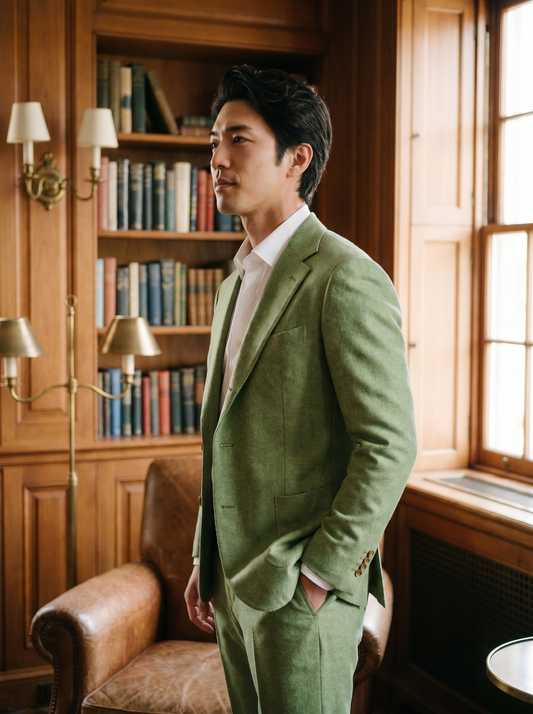 Pistachio Wool Suit — Custom Made to Measure - side view