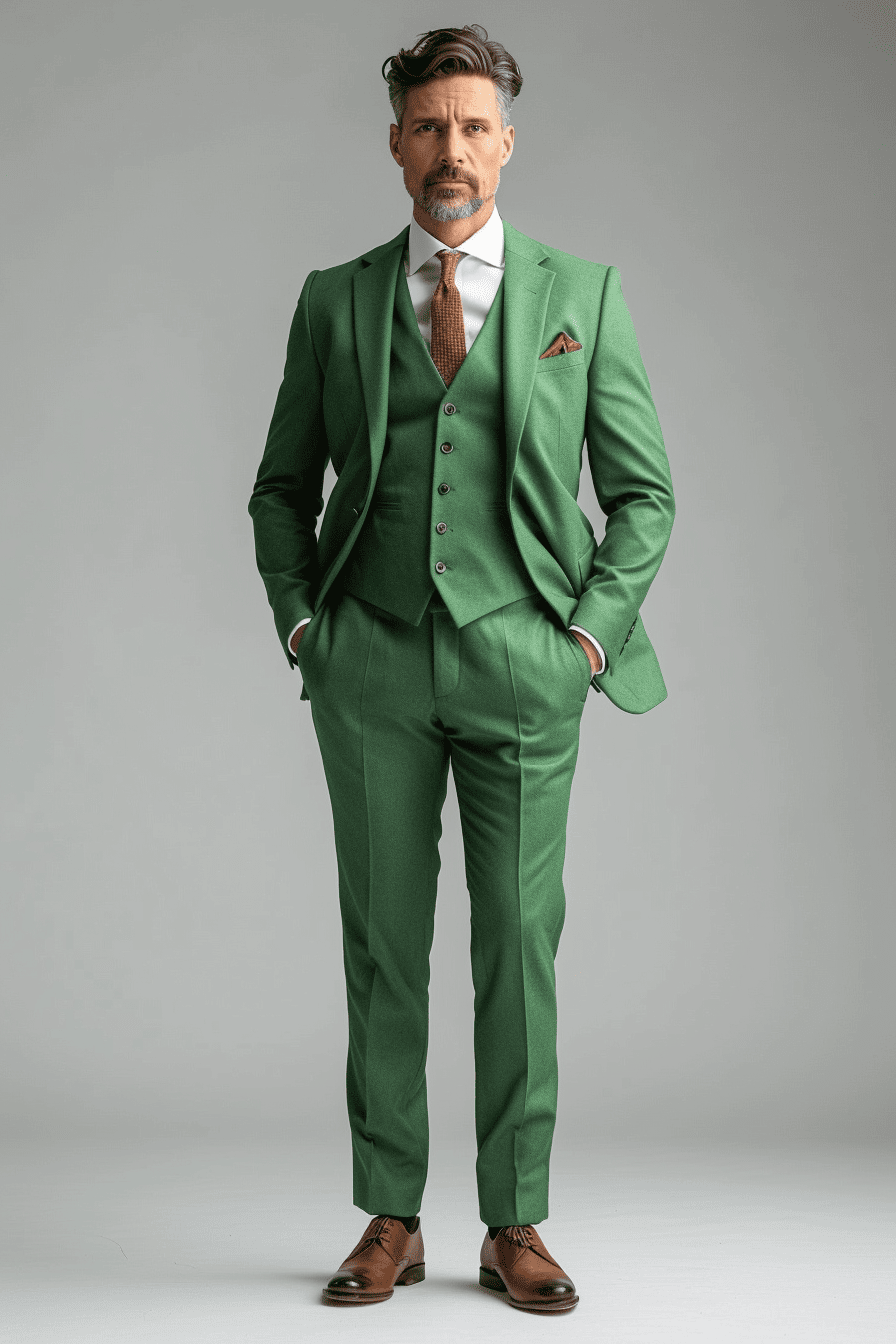 Pistachio Cotton Father of the Bride Suit — Custom Made