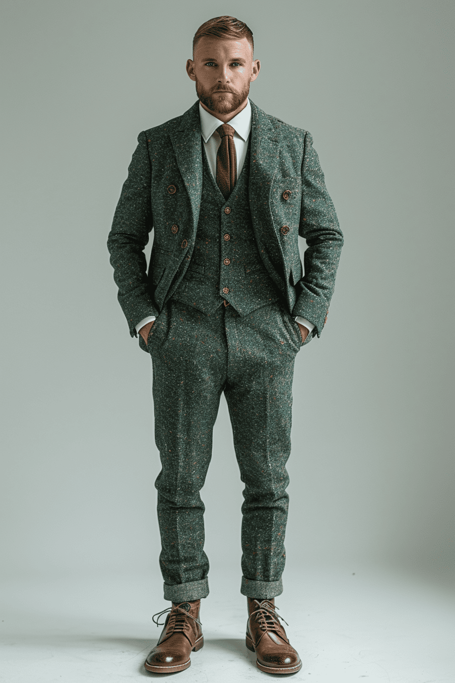 Pistachio Tweed Suit — Custom Made to Measure