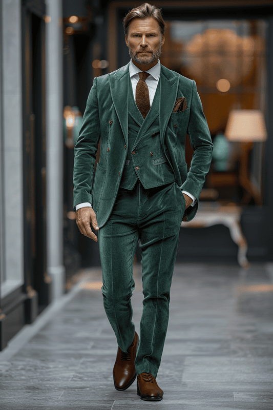 Pistachio Velvet Cocktail Party Suit — Custom Made to Measure