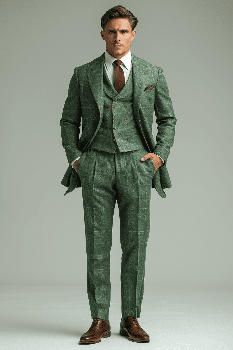 Pistachio Wool Cocktail Party Suit — Custom Made to Measure