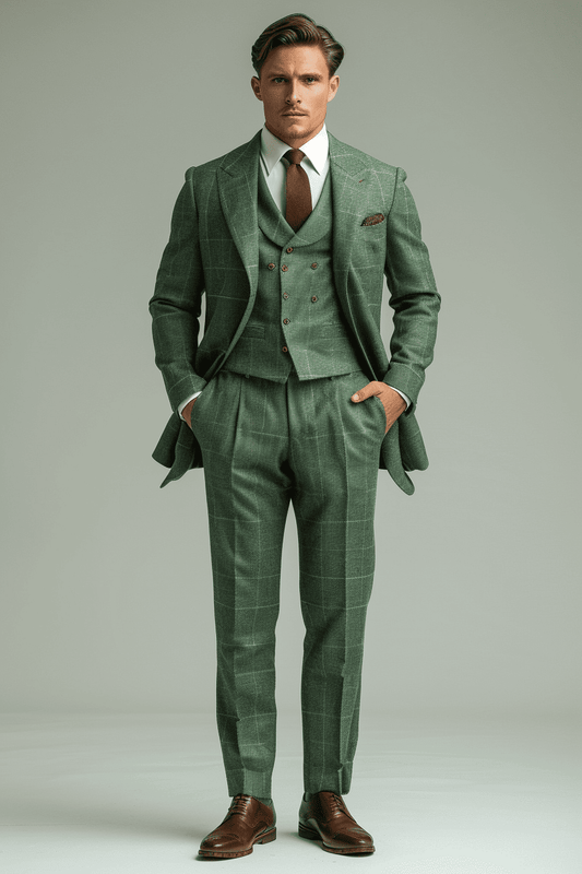 Pistachio Wool Cocktail Party Suit — Custom Made to Measure