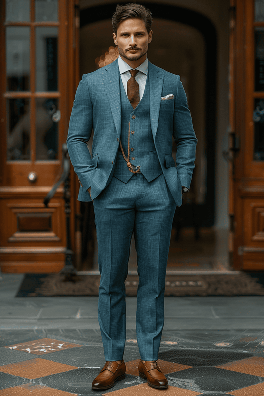 Powder Blue Linen Graduation Suit — Custom Made to Measure