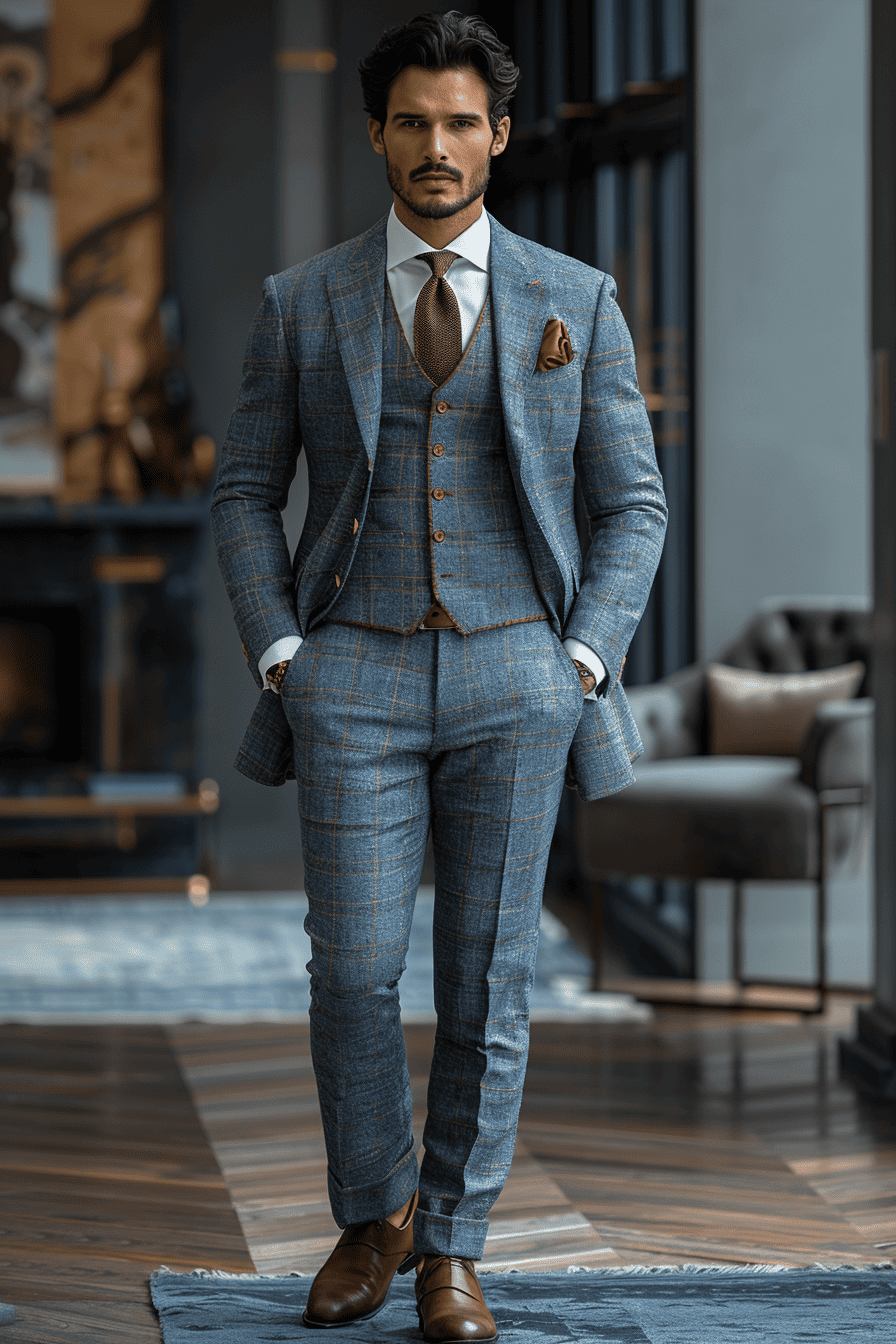 Powder Blue Silk Blend Cocktail Party Suit — Custom Made to Measure