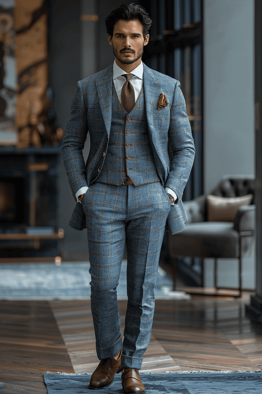 Powder Blue Silk Blend Cocktail Party Suit — Custom Made to Measure