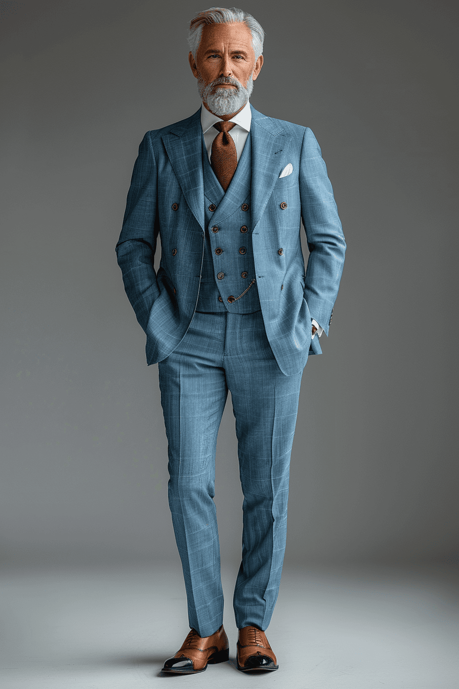 Powder Blue Silk Blend Father of the Bride Suit — Custom Made
