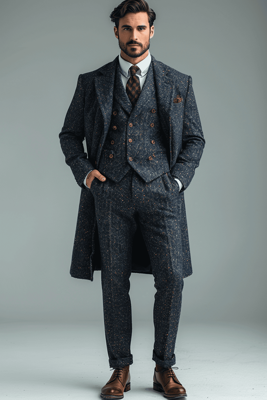 Powder Blue Tweed Suit — Custom Made to Measure