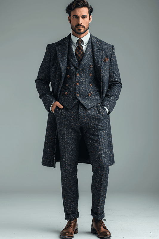 Powder Blue Tweed Suit — Custom Made to Measure