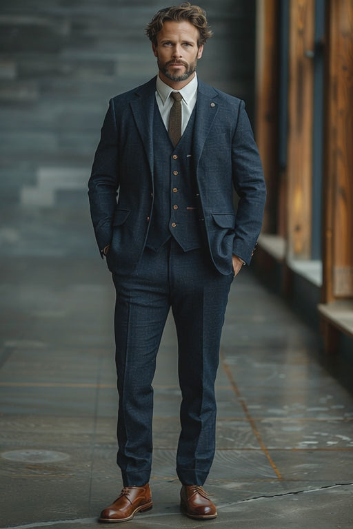 Deep Navy Cotton Graduation Suit — Custom Made to Measure