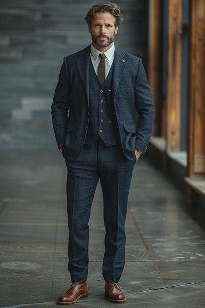 Deep Navy Cotton Graduation Suit — Custom Made to Measure